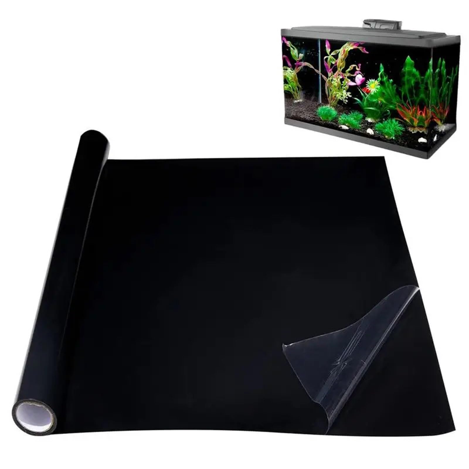 OJEVMLFVQ Aquarium Background Black Aquarium Wallpaper Background Static Cling Fish Tank Cling Poster(40x200cm)