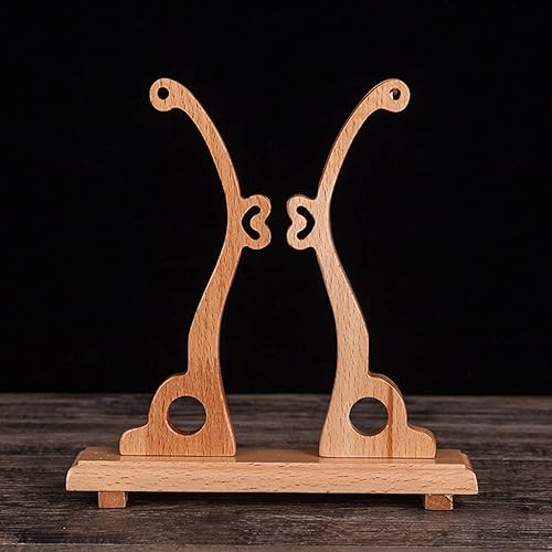 Miniatura 5 de Auncfofo Soporte de ventilador de mano chino de madera resistente plegable soporte redondo para ventilador base de exhibición para el hogar y la