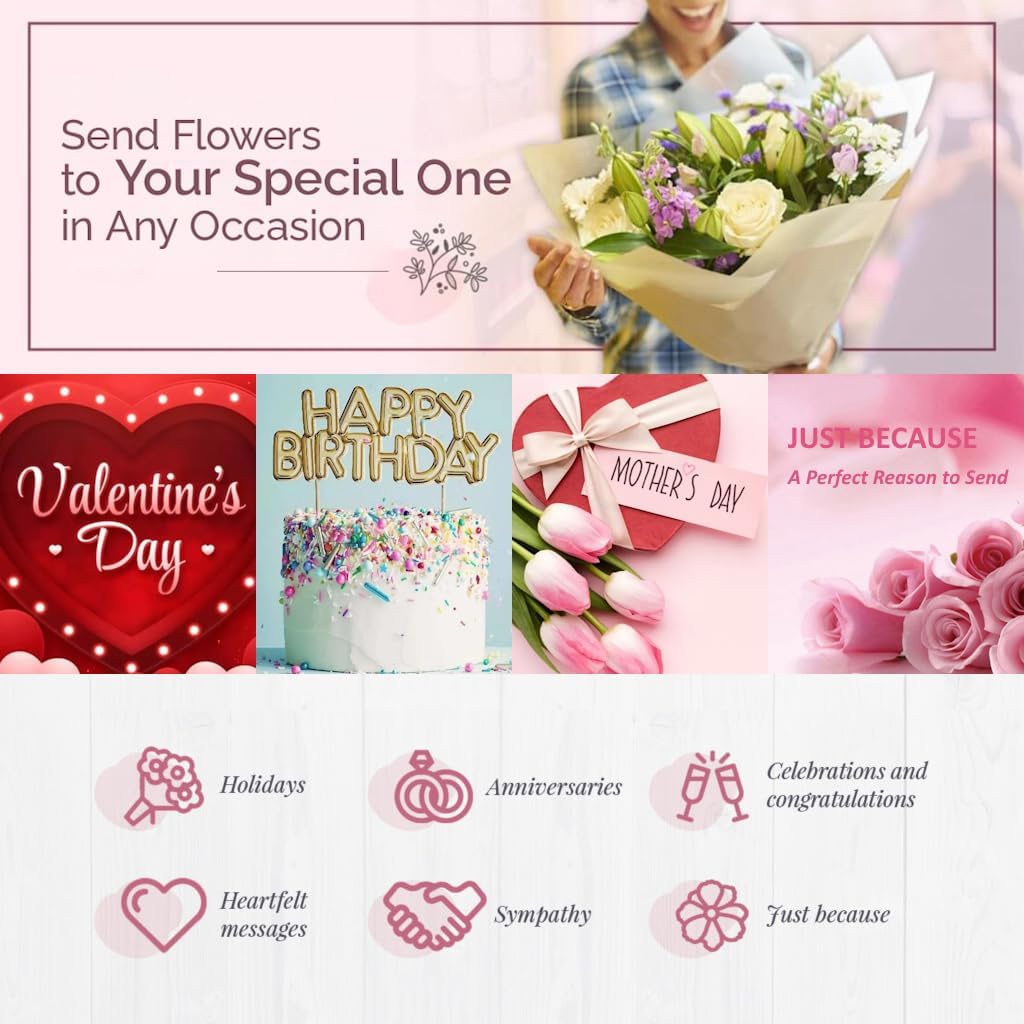 One Dozen Fresh Roses Bouquet, 12 Premium Long-Stem Ecuador Roses, Hand-Tied Floral Arrangement, Fresh Cut Flowers for Valentine’s Day, Anniversaries, Birthdays, Holidays (BLUE, 60CM/23.62IN)