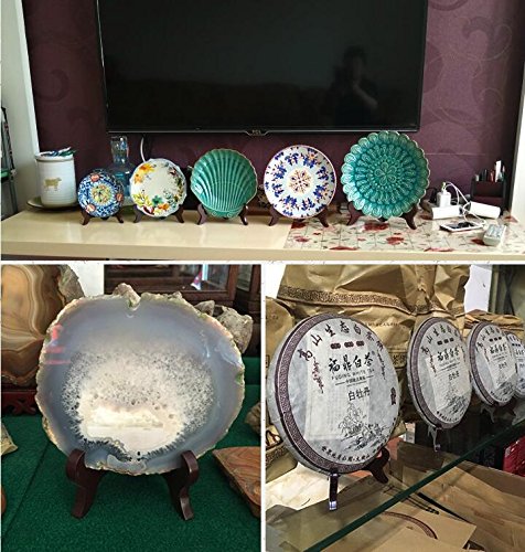 Oriental Furniture Luxury Dark Composite Wood Plate Stand Easel Holder Wooden Display Stand With Brass Hinges For 4 To 15 Inch Plates (6" Suitable 6-8.5 Inch Plate) #TOP5