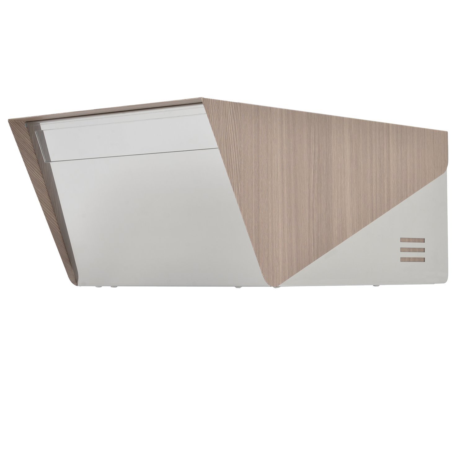 Prime OP - Modern Stainless Steel Post Mount Mailbox with Lock and Key, Waterproof Square Mid-Century Mailbox for Outside, Large Double Door Rear Access, 17" x 11" x 7" (White Oak)