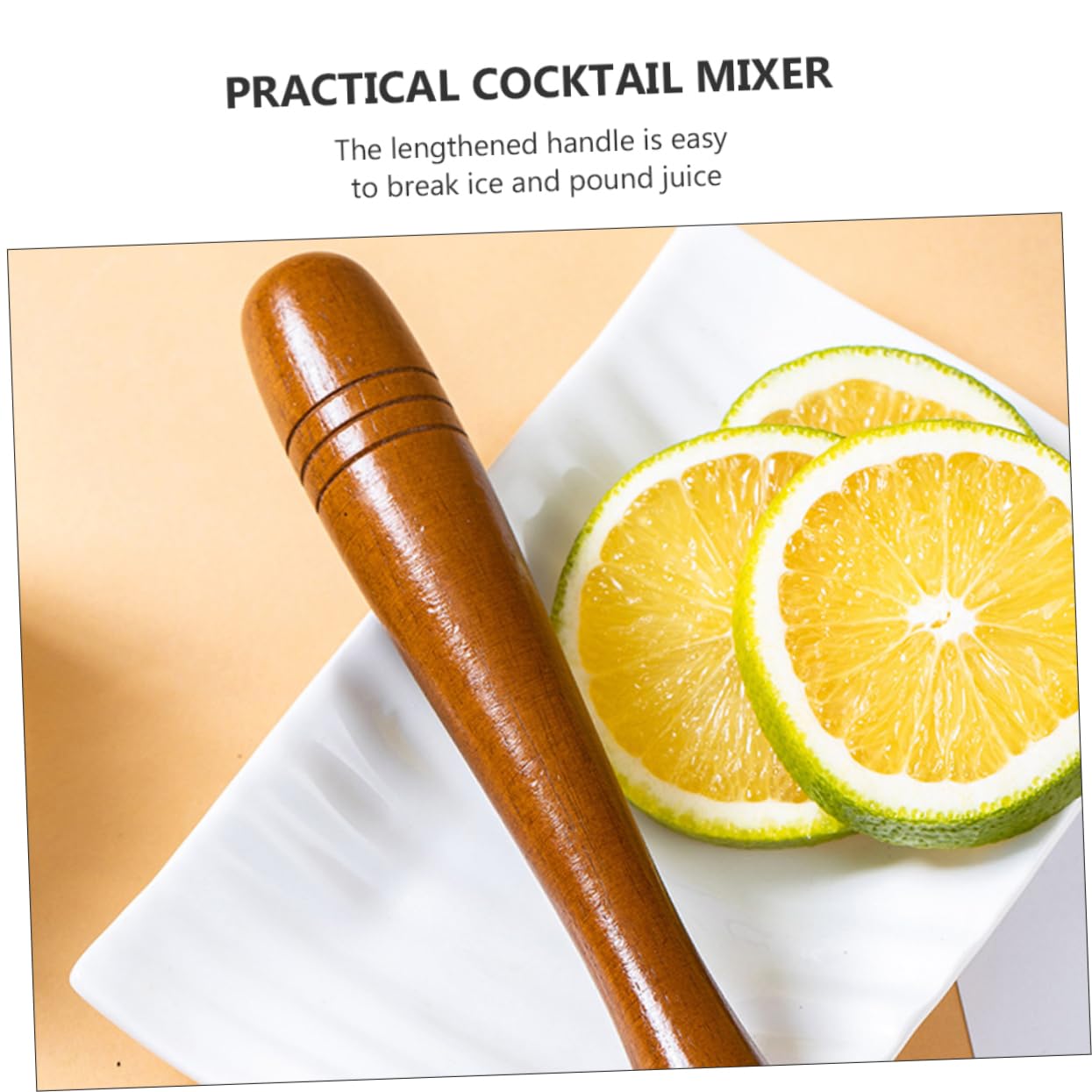 FUNOMOCYA Ergonomic Brown Wooden Ice Muddler for Cocktails Muddler for Lemonade Bar Easy to Clean