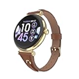 iTouch Bloom Smartwatch – 1.32” AMOLED Display, Bluetooth Calling, 60+ Sports Modes, Heart Rate, SPO₂, Sleep & Stress Monitor, IP68 Waterproof – Android & iOS (Gold/Brown w/PU Strap)