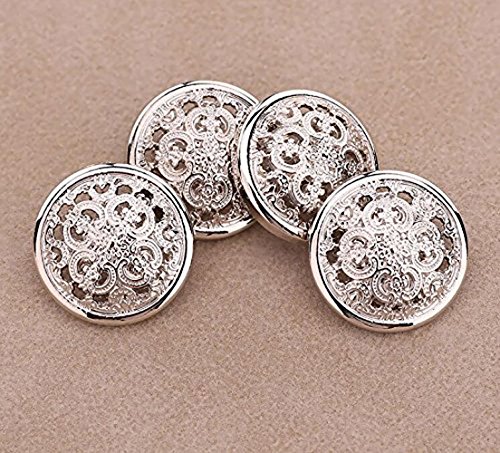 10Pcs Clothes Button - Retro Hollow Sewing Button Shank Round Shaped Metal Button Set For Men Women Blazer, Coat, Uniform, Shirt, Suit And Jacket (Silver, 25Mm) #TOP3