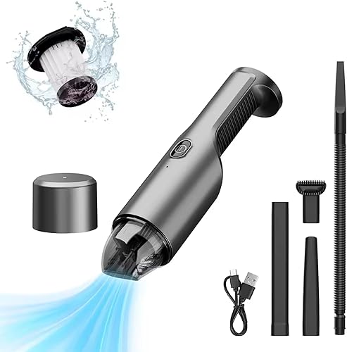 Aspiradora portátil para automóvil, aspiradora de mano portátil para limpieza interior del automóvil, uso húmedo y seco, recargable por USB, con