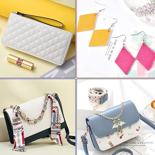 Miniatura 5 de Rollo de hojas de piel sintética de color liso liso de 12 x 53 pulgadas, muy adecuadas para hacer manualidades, aretes de cuero, lazos, costura