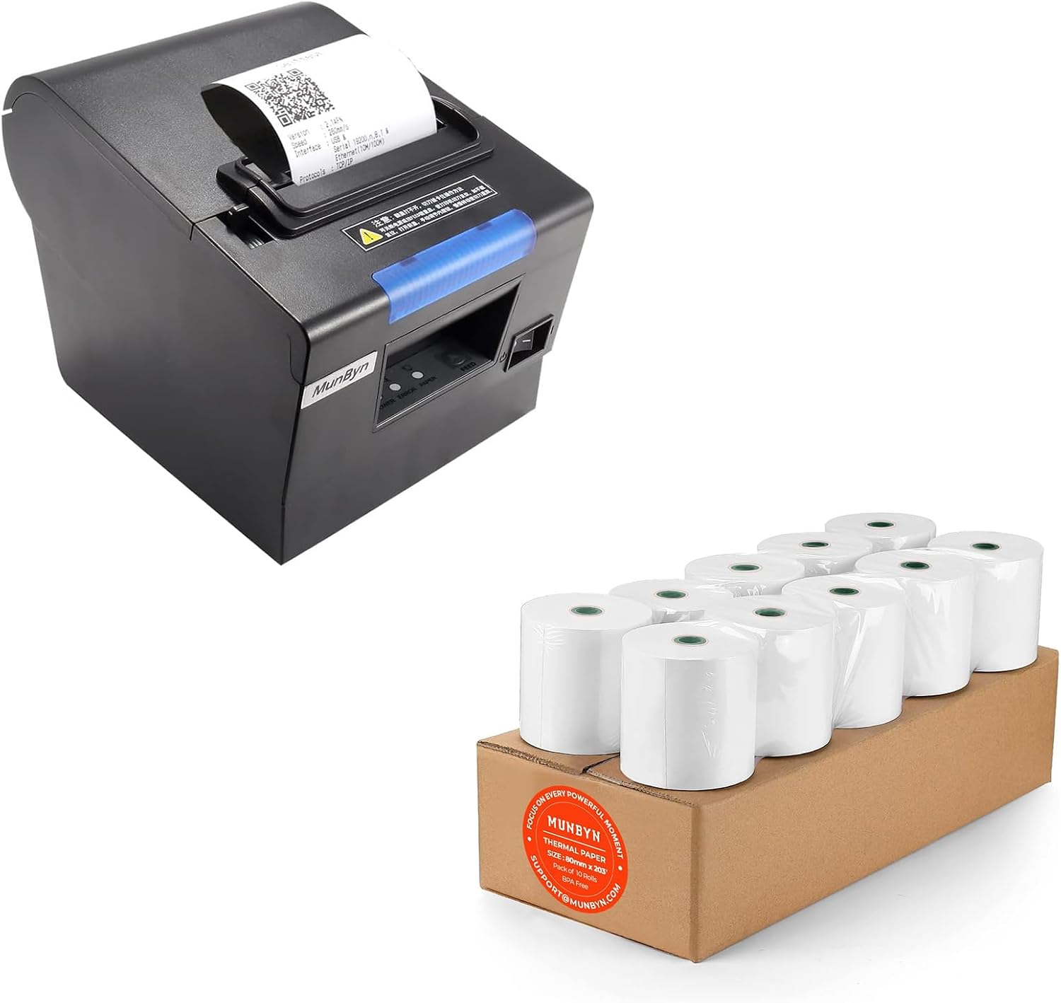 MUNBYN 10 Rolls Thermal Receipt Paper 3 1/8 x 230ft and