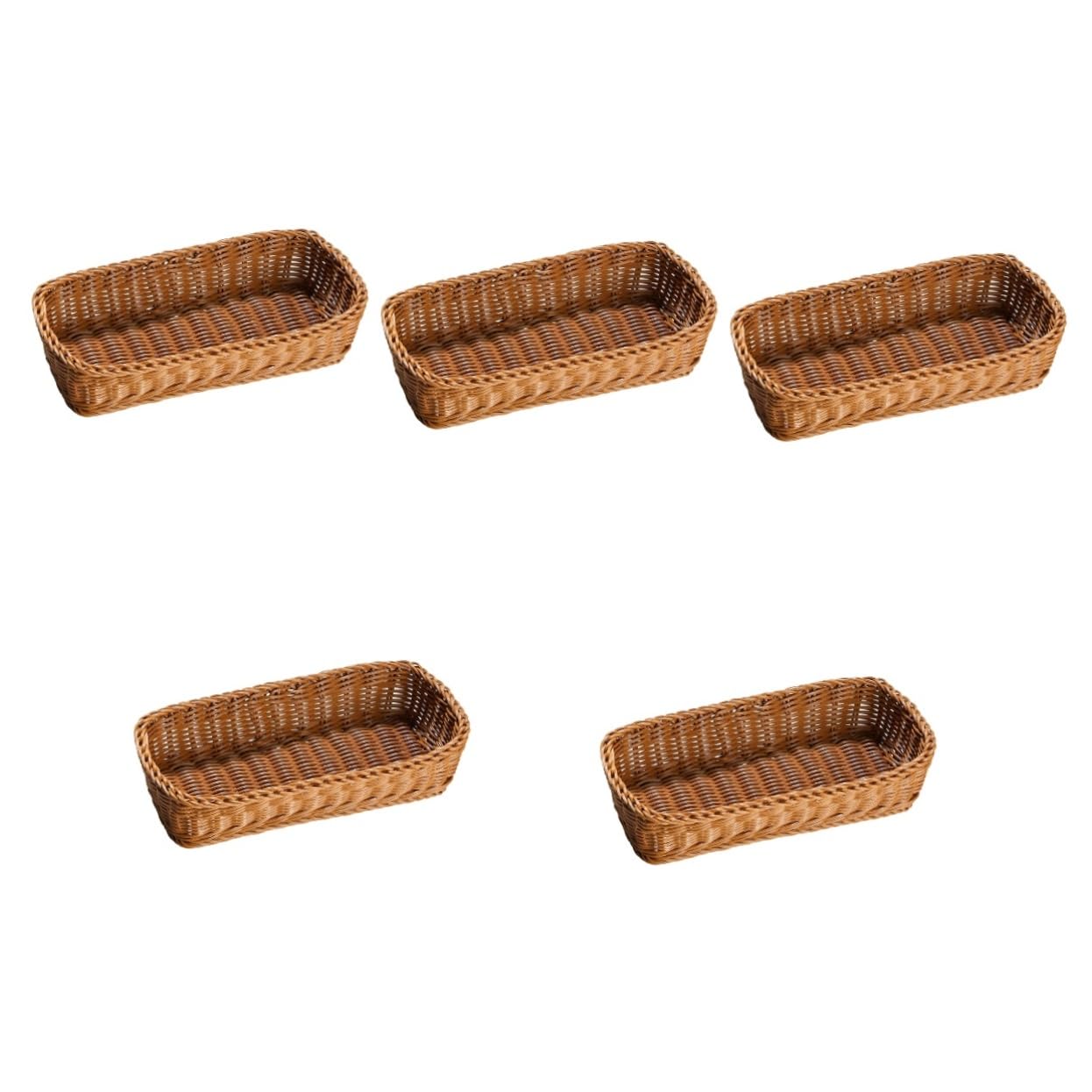 Alipis 5 Piezas largo titular de cubiertos cesta de utensilios y cesta para guardar tenedores organizadores cesta tejida imitación ratán cesta de almacenamiento de cocina el plastico