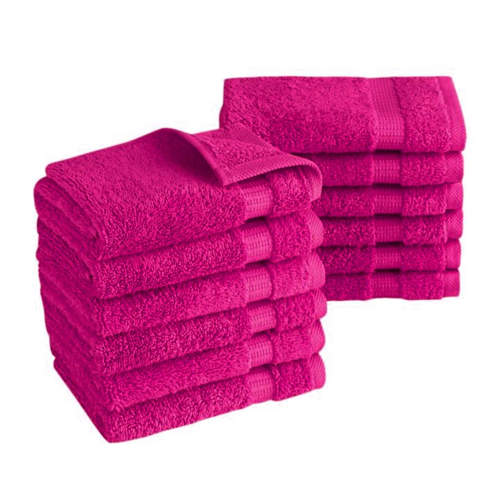 Paquete de 6, 12, 24, 36, 48, 72, 96 toallas faciales, 100% algodón egipcio, franela suave, para el gimnasio, desmaquillante, toalla para los dedos (6, rosa intenso)