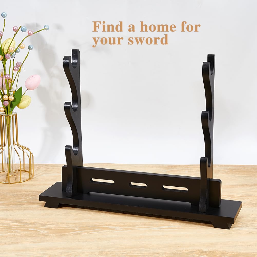 DICOSMETIC Supporto per spada Katana a 3 animali, 39,5 x 8,9 x 31,5 cm, in legno, per la casa, collezionisti e mariti