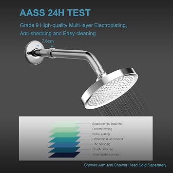 OFFO Shower Arm Extension for Fixed Shower Head, 304 Stainless Steel, 7.6cm Chrome