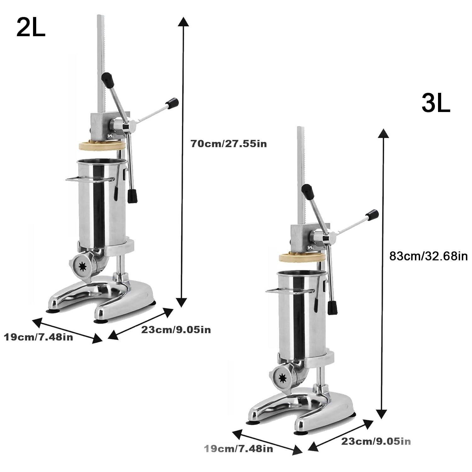 Qiang Fabricante De Churros Comercial,Máquina para Hacer Churros Rosquilla Española Manual 2l/3l con 5 Moldes,Máquina Llenado Churros Española Vertical Acero Inoxidable,3L