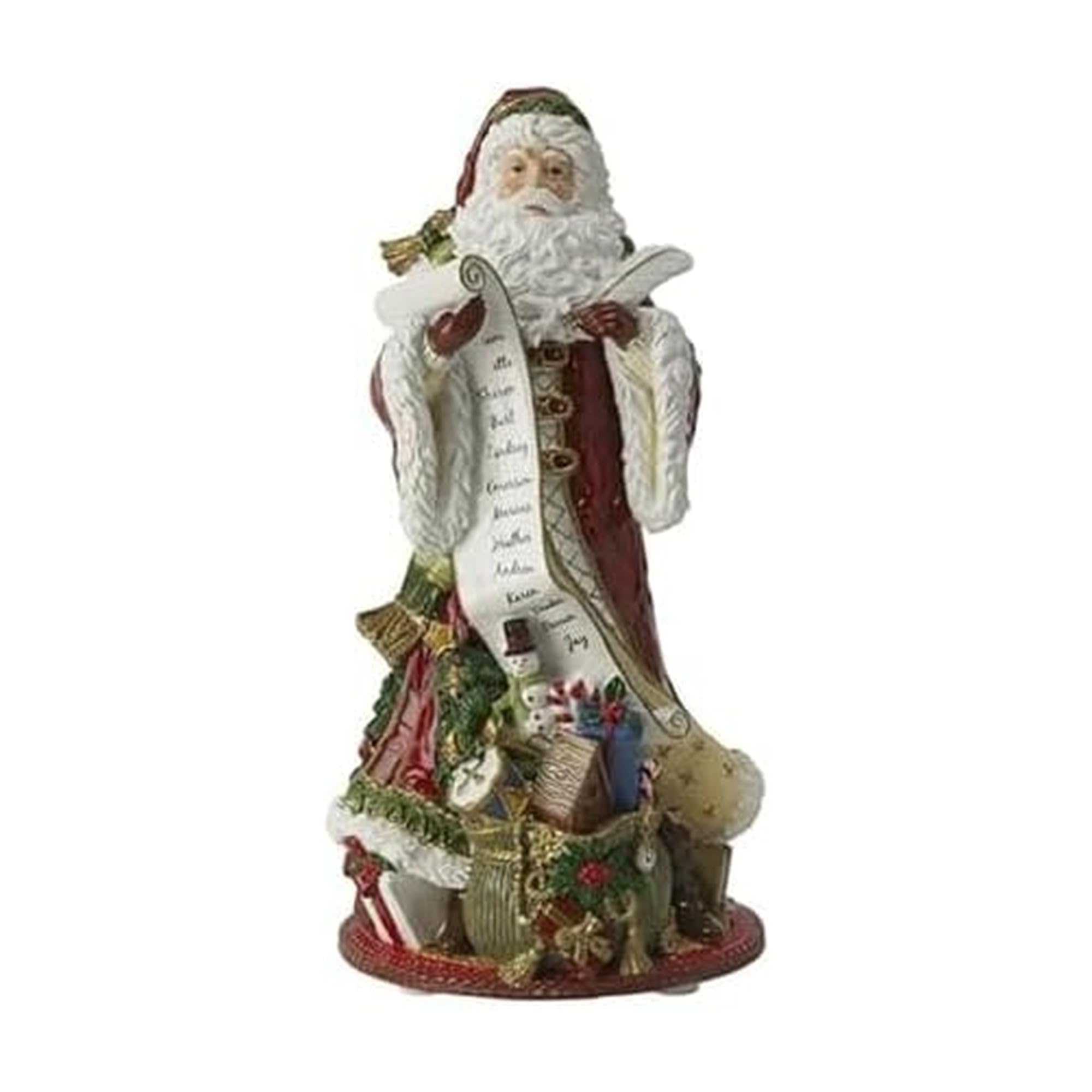 Fitz and Floyd Holiday Home Santa Musical Ceramic Figurine, 10.75 inch, Red