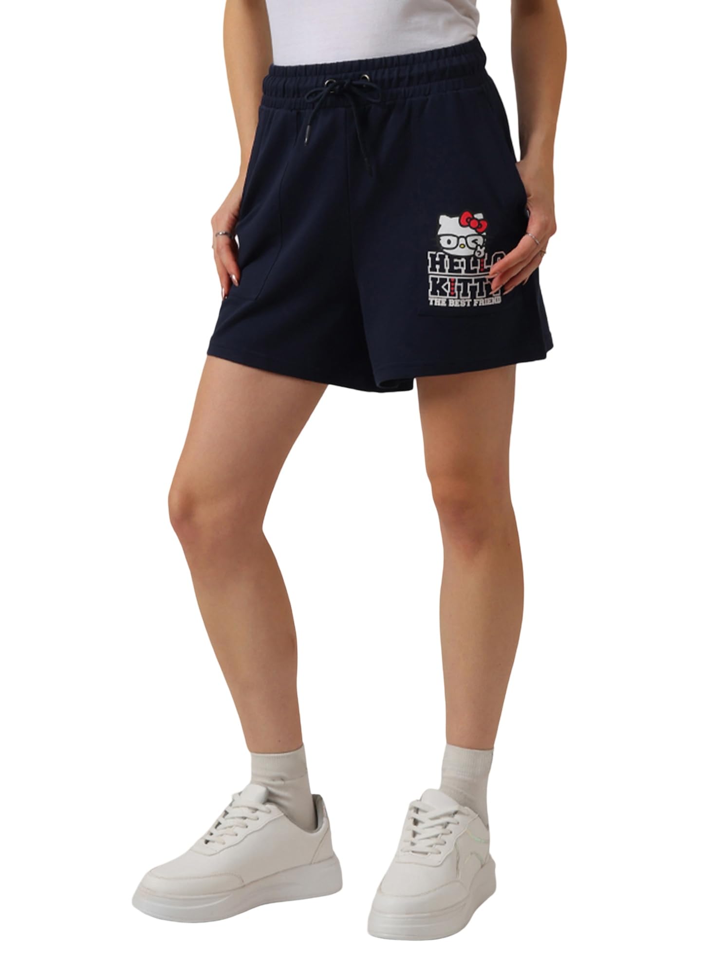free authority Official Hello Kitty Graphic Printed Mid-Rise Shorts for Women-picture-11