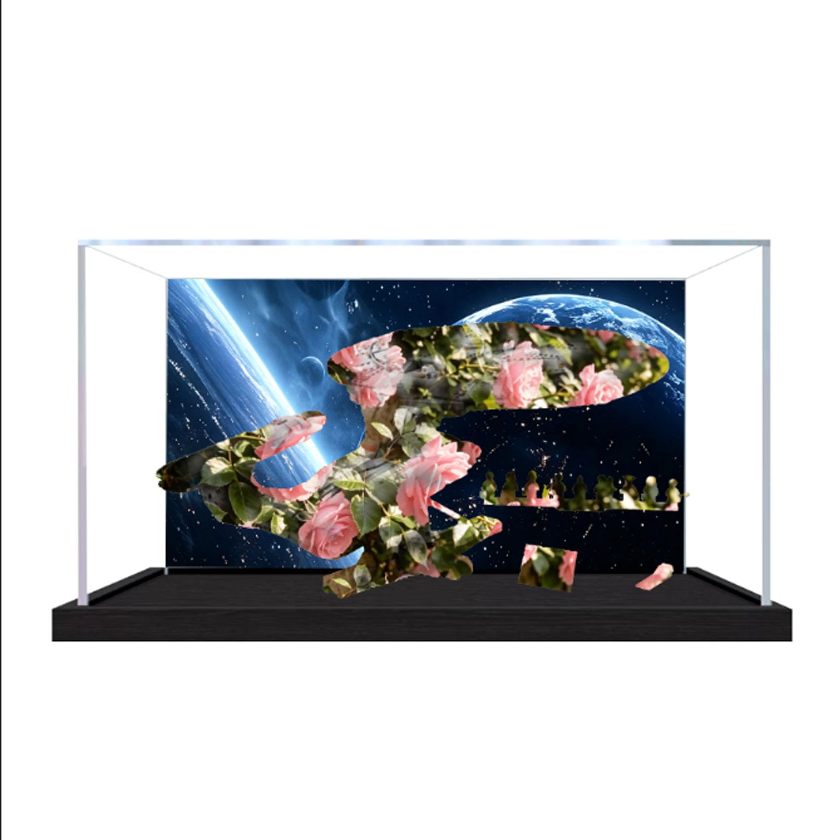 Acrylic Display Case for Le-go 10356 Starship Model, Dustproof Display Box (display box only) (StyleA Background 3mm)