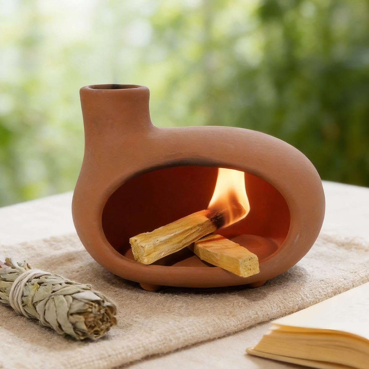 Photo 1 of MOUGIGI Handmade Terracotta Orange-red Palo Santo Holder - Mini Chiminea Incense Burner Chimney for Palo Santo Sticks, Sage & Cones - Smudge Bowl for Energy Cleansing,Meditation & Aromatherapy Gifts