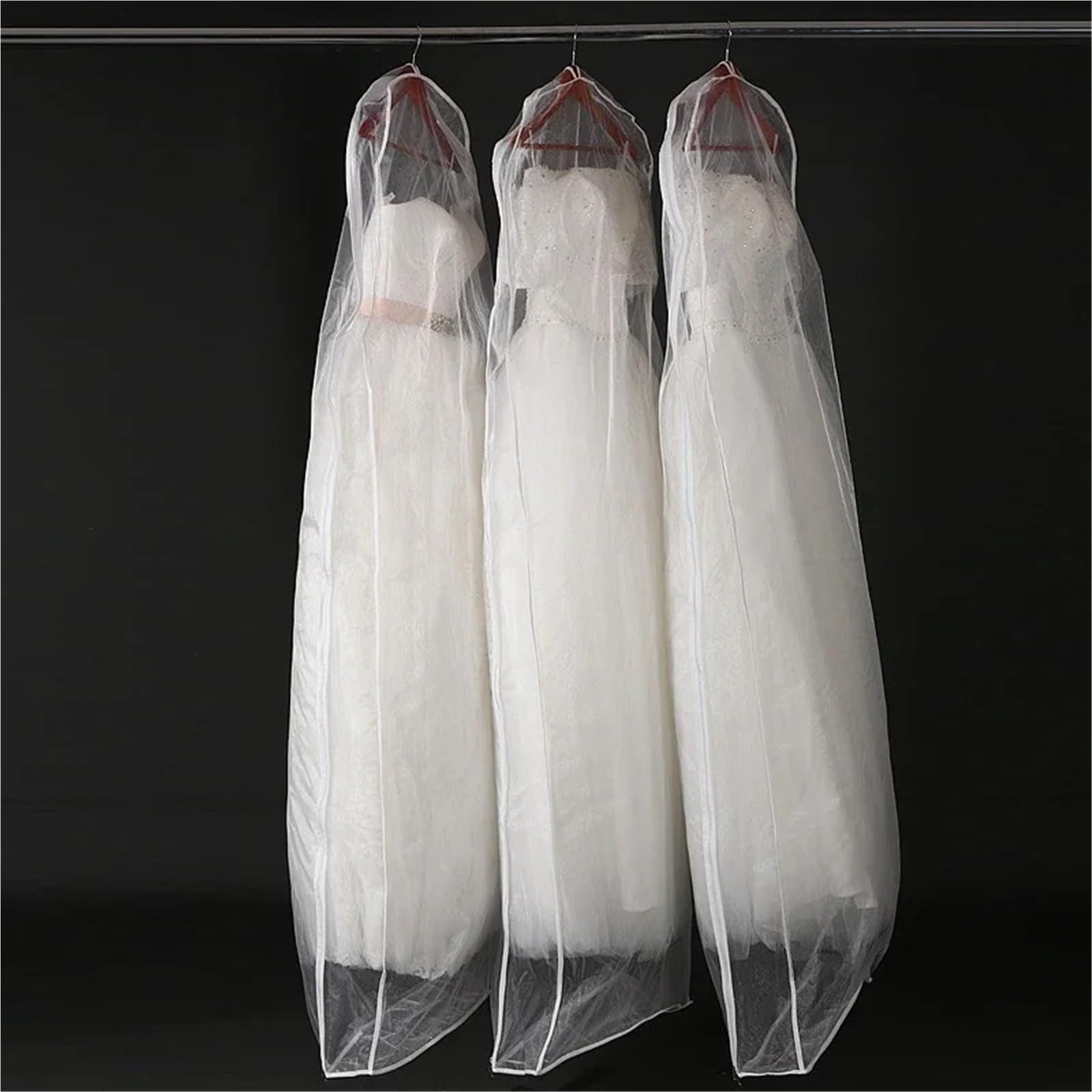 Fundas Ropa Armario Colgar Funda Protectora De Tul/voile Transparente Doble Cara For Vestido Novia Con Cremallera Lateral For Guardarropa En Casa(60x15x160cm)