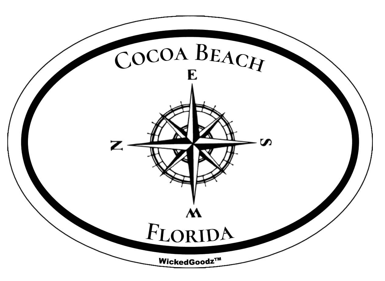 Pegatina náutica brújula de vinilo resistente al sol Cocoa Beach parachoques