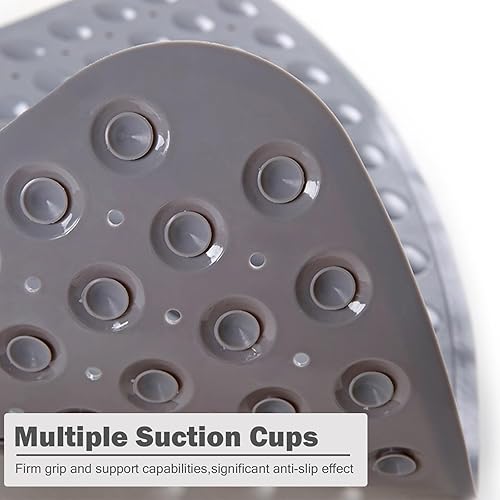 Miniatura 4 de Mrcrypos Tapetes de ducha esquineros de 31 x 31 pulgadas, con ventosas y agujeros de drenaje, tapete de baño antideslizante de secado rápido,