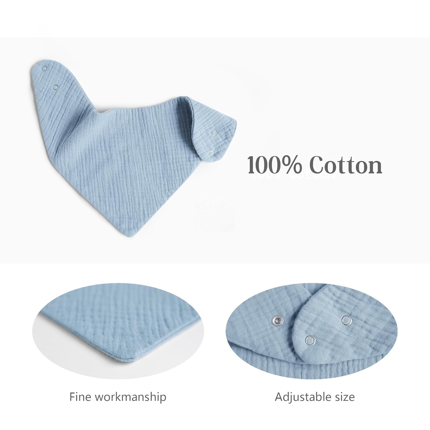 ROXANEPIG 6 Pack Muslin Baby Bibs for Boys Girls Soft Cotton Baby Drool Bibs, Drooling and Teething Bibs for Infant Newborn (A) - Image 2