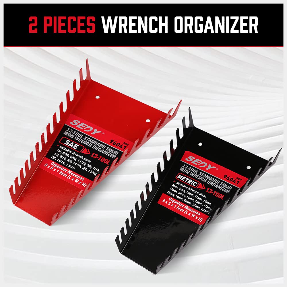 2 pc organizador de llave fija, combinada, 26 huecos, bandeja para tablero o panel perforado, para pared, para su banco de trabajo o taller