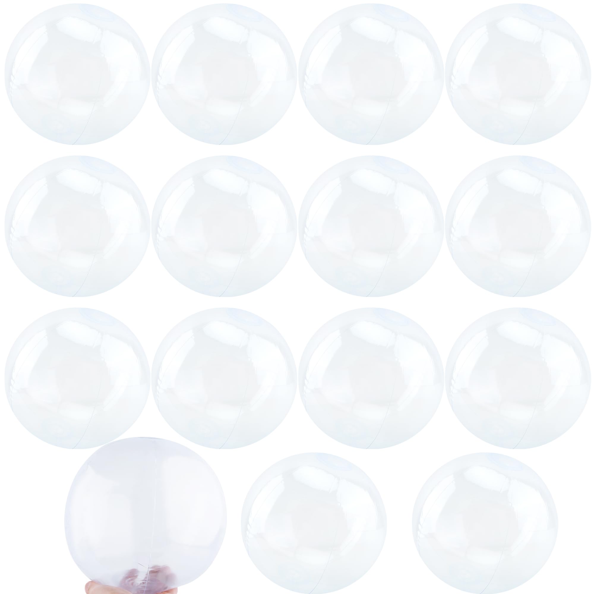 16 Pcs 6 Inch Inflatable Clear Beach Ball DIY Mini Swimming Pool Balls Blow Up Transparent Beach Ball for Summer Beach Pool Play Toys Party Supplies
