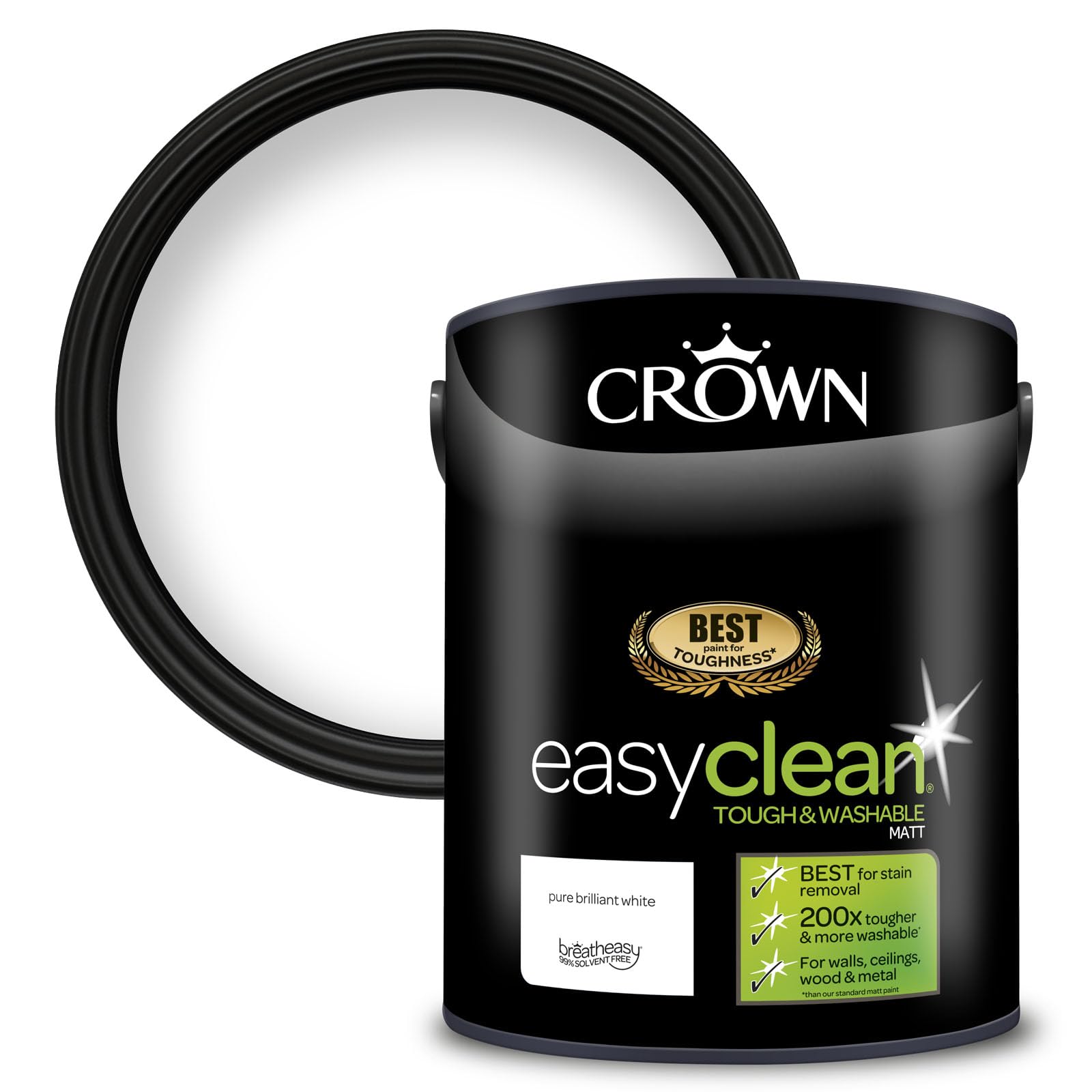 Crown Easyclean Matt Paint - Pure Brilliant White 5L.