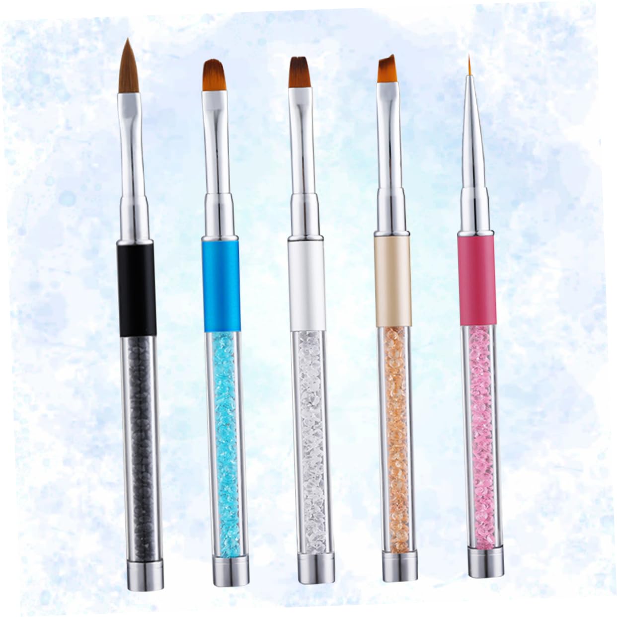 minkissy 3 Set Di Strumenti Per Nail Art Pennello Per Unghie Penna Manico Strass Per Salone Di Casa 5 Pezzi * 3