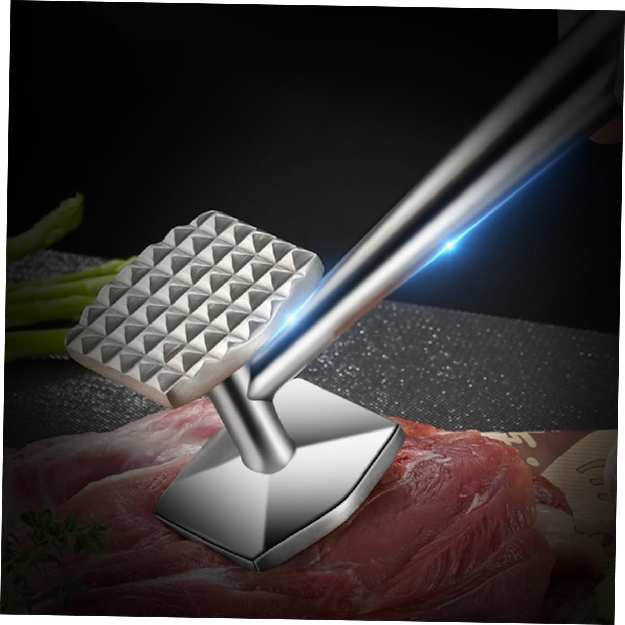 Martello per Carne in Acciaio Inox Batticarne per Carne Macinata e Bistecche Utensile da Cucina per Schiacciare e Ammorbidire