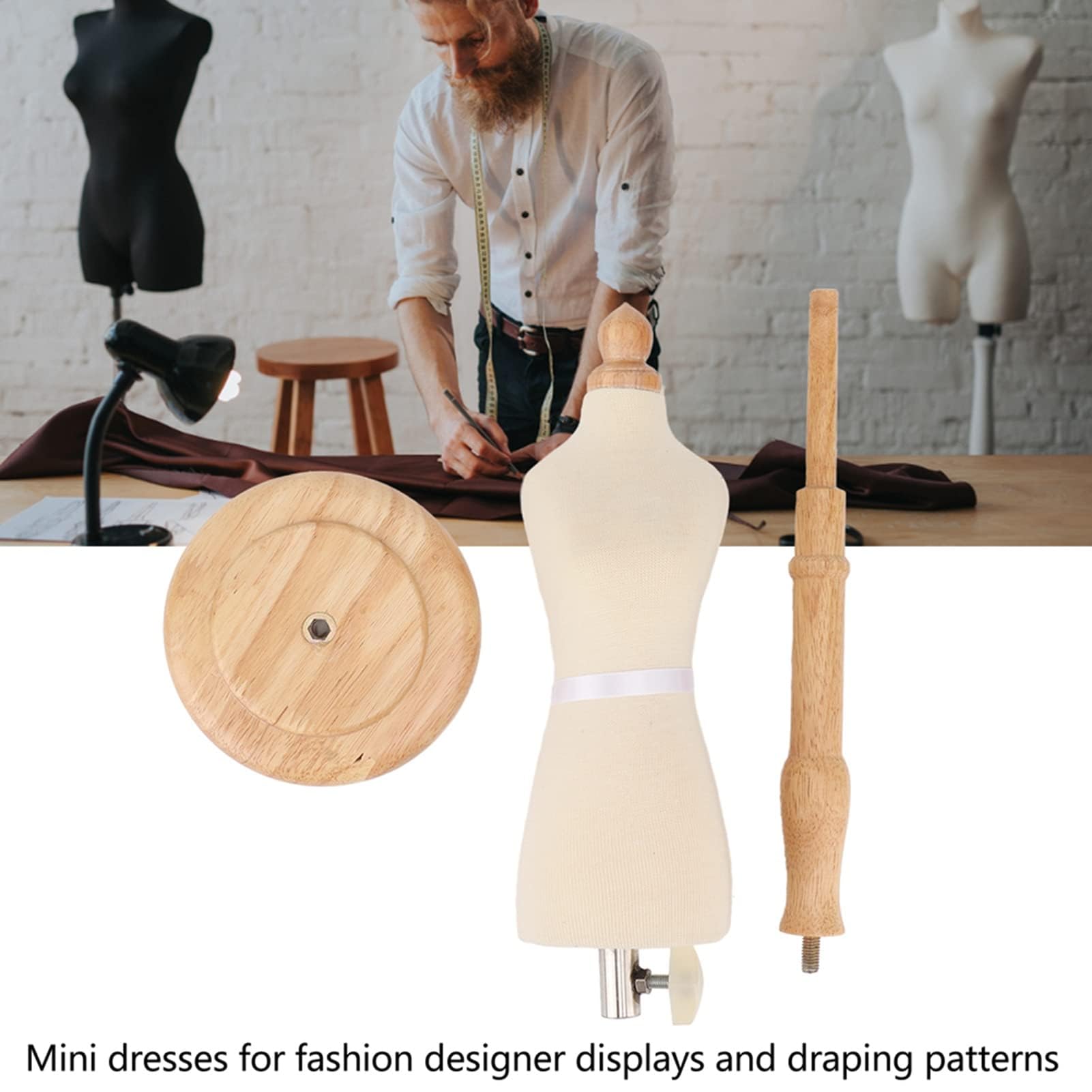 Forme de Robe pour Enfant avec Base en Bois, Corps de Torse de Mannequin avec Support en Bois réglable, Buste de Corps de Mannequin pour présentation de Robe, Conception de