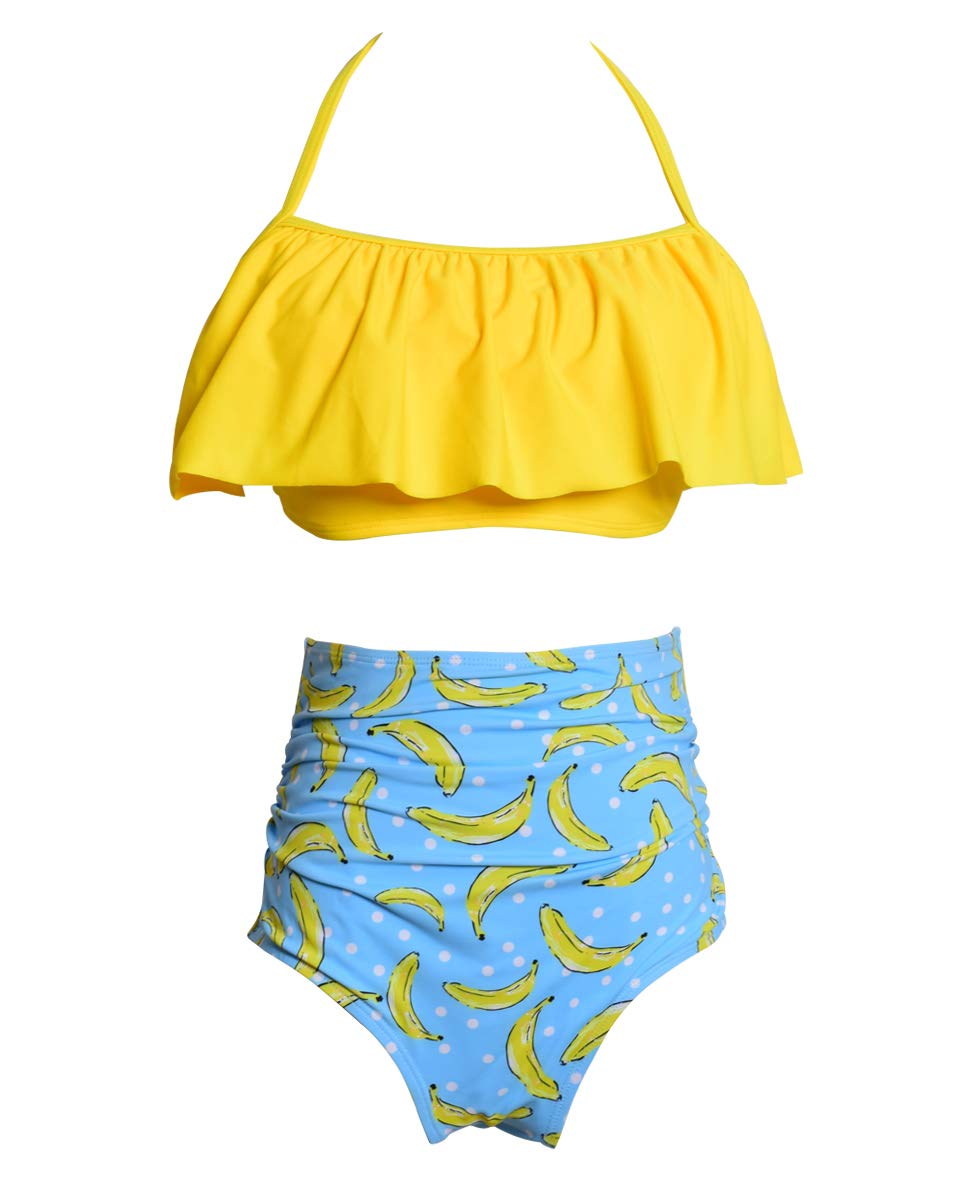 Women Two Pieces Swimsuit Ruffle Swimwear Kids Girls Bikini