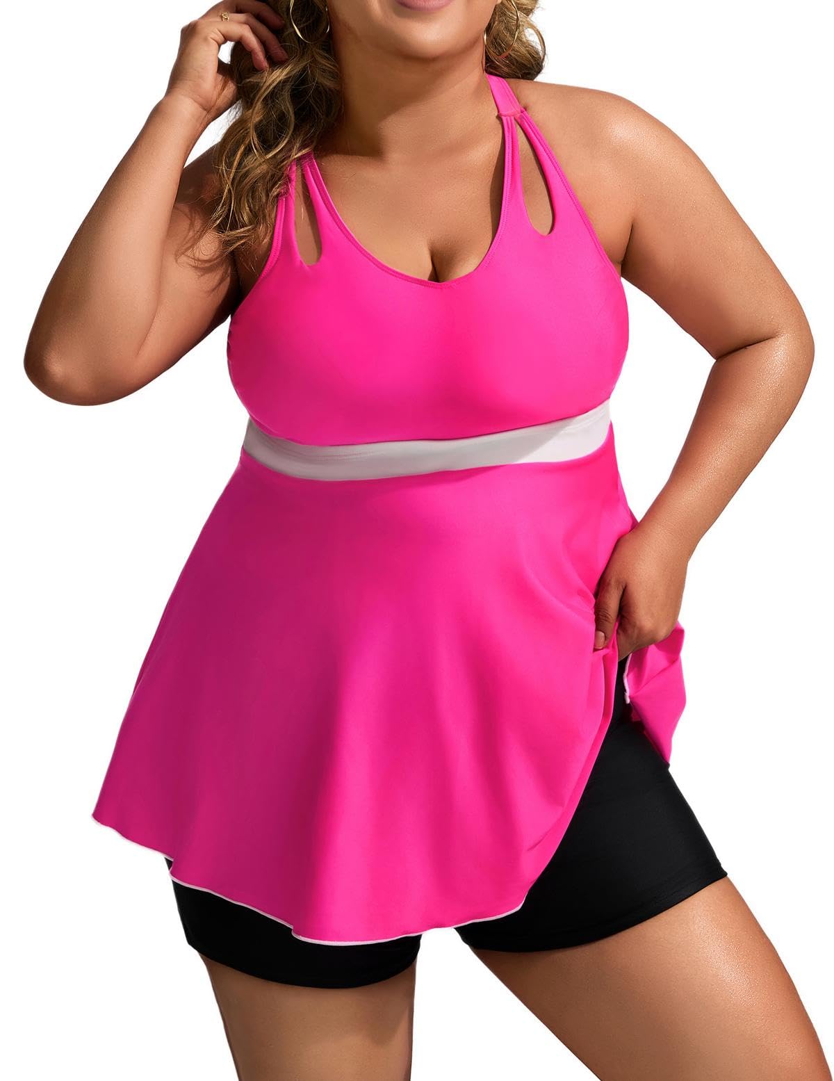 Hanna Nikole Costume da Bagno Due Pezzi da Donna con Controllo della Pancia e Vita Alta Costume da Bagno Vintage con Gonna