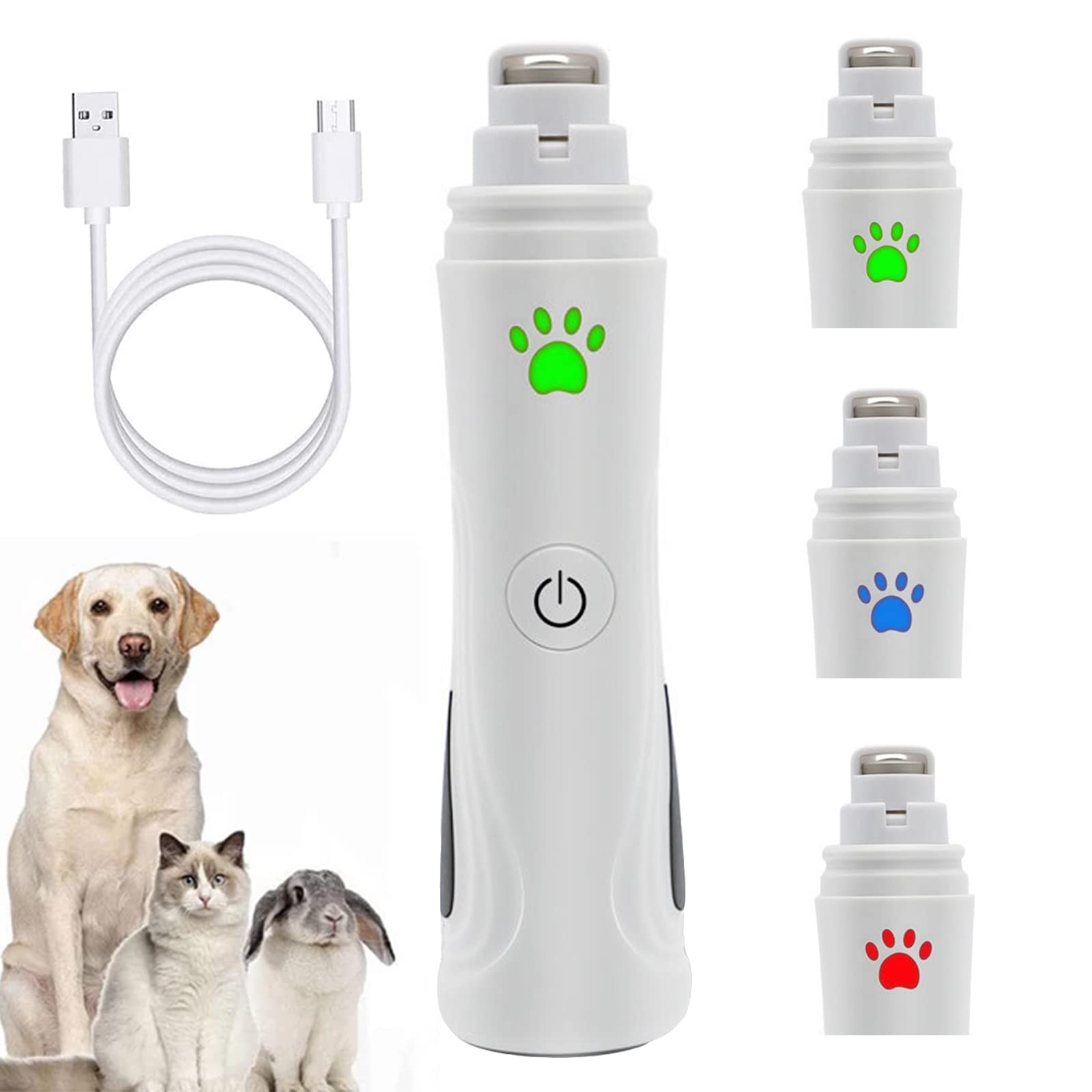 Lime À Ongle Chien Et Chat avec 2 Lumières LED,Coupe Ongle Chien Electrique, Ponceuse pour Ongles,Broyeur À Griffes pour Chien, avec 2 Vitesses, 60DB Ultra-Silencieux, USB Charge Rapide