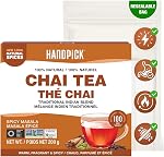 HANDPICK Masala Chai Tea Bags (100 Count) Strong Robust & Aromatic, Blended with Exotic Spices, Cinnamon, Black Pepper, Cloves & Cardamom - Premium Quality Eco-conscious Round Bags