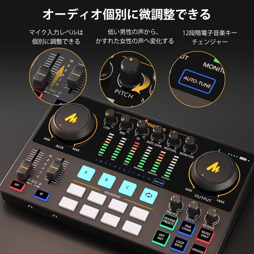 Amazon.co.jp: MAONO オーディオミキサー オーディオインターフェース