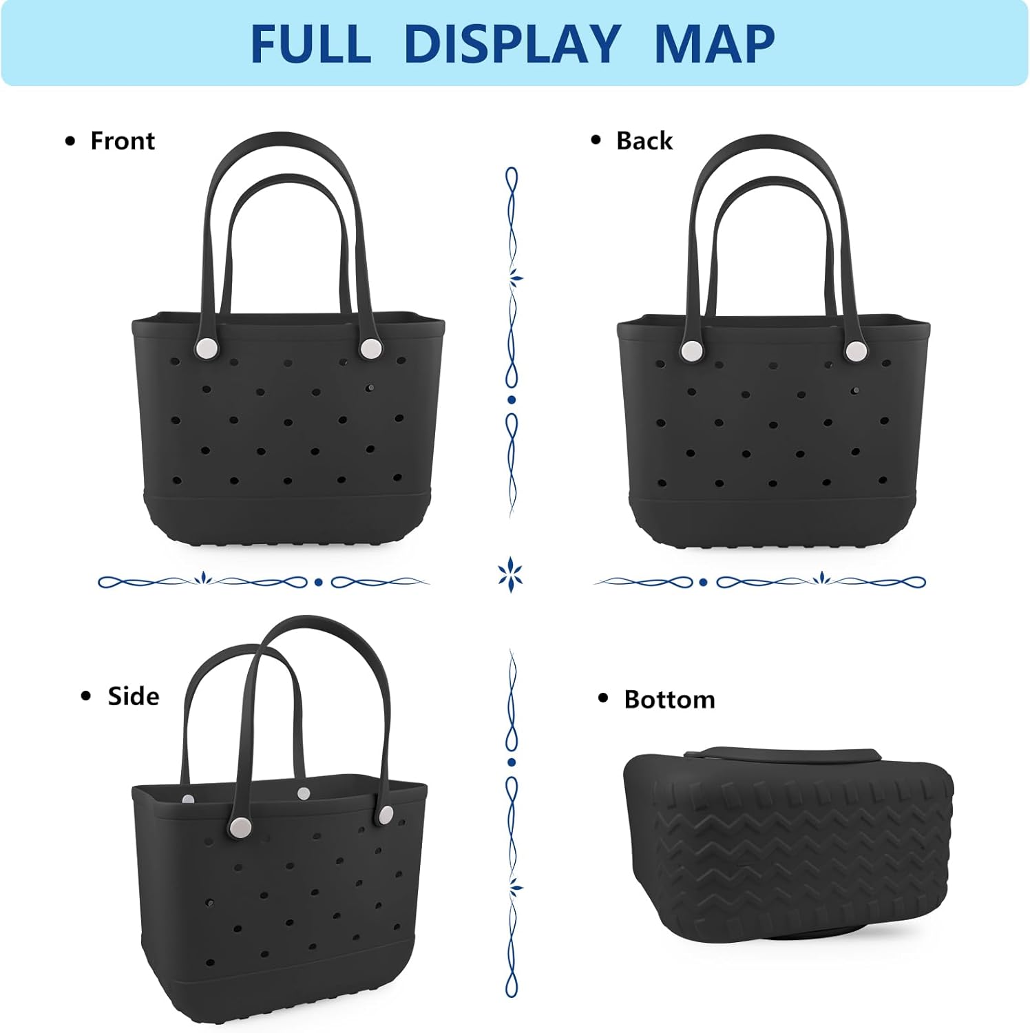 Beach Rubber Bag Tote Bag -Extra Large Waterproof Travel Women Handbag with Charms for Sports Beach Pool Groceries - Image 6