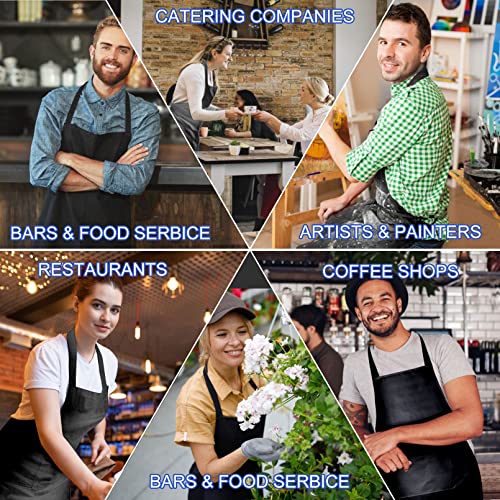 Dwrttow 12 Pack Bib Apron,Black Aprons Bulk,Unisex Black Plain Aprons With 2 Pockets,Blank Apron With Long Ties For Adults Cooking Painting Bbq Grilling Baking Machine Washable,32 X 28 Inch #TOP6