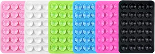 Fafish Funda adhesiva de succión para teléfono, paquete de 6 unidades, para selfies y videos, soporte de silicona adhesivo para espejo de ducha (6