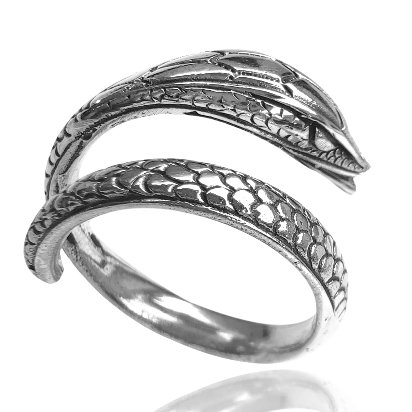 Anillo vintage en forma de serpiente, en auténtica plata 925, de estilo gótico, punk y retro, talla ajustable, para hombre y mujer