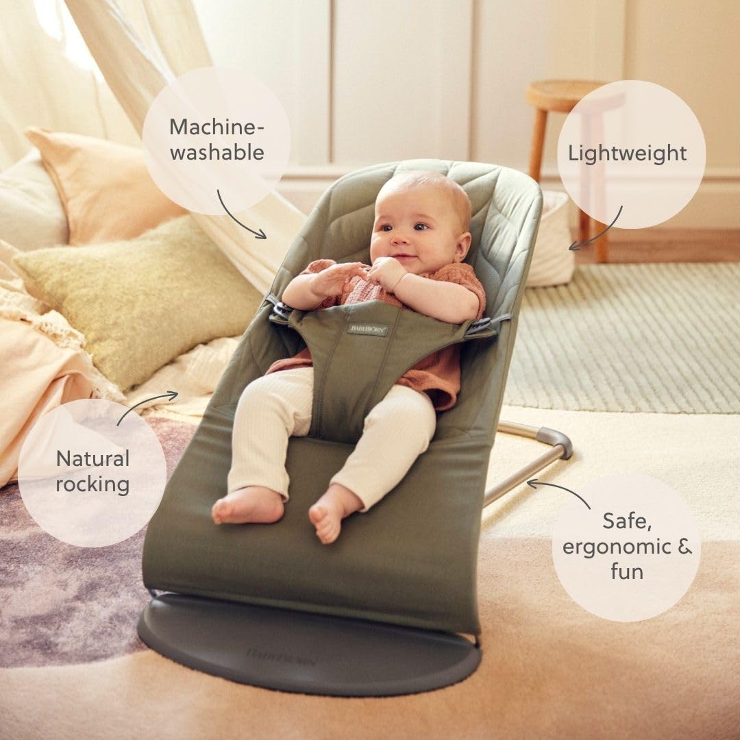 BabyBjörn Babywippe Bliss, Gewebe, Blütenblatt-Steppung, Dunkelgrün