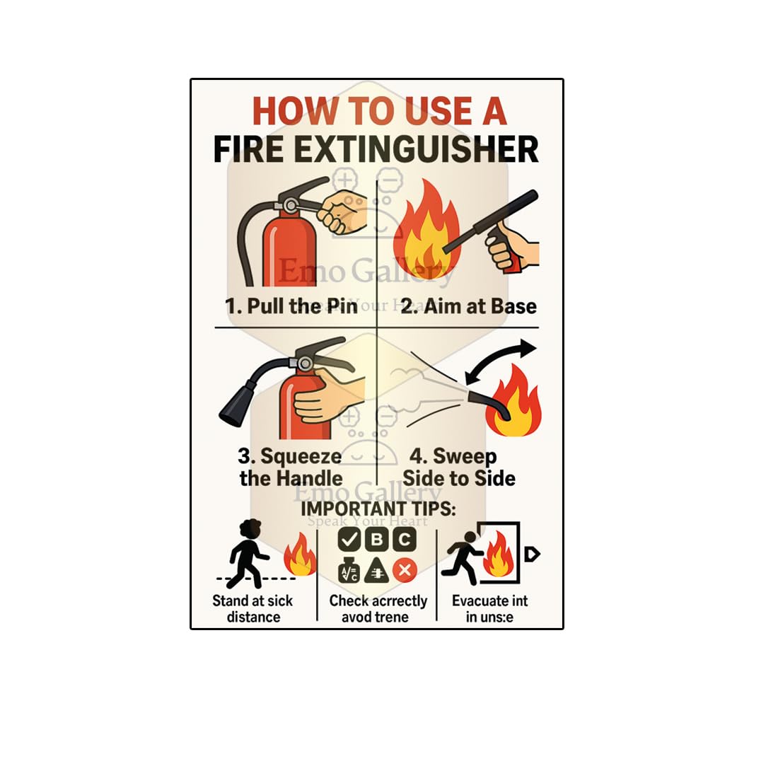 Fire Extinguisher Usage Chart – Office, School, Factory Safety Poster Self Adhesive Vinyl 48 Cm X 33 Cm Waterproof, Oilproof-image-42
