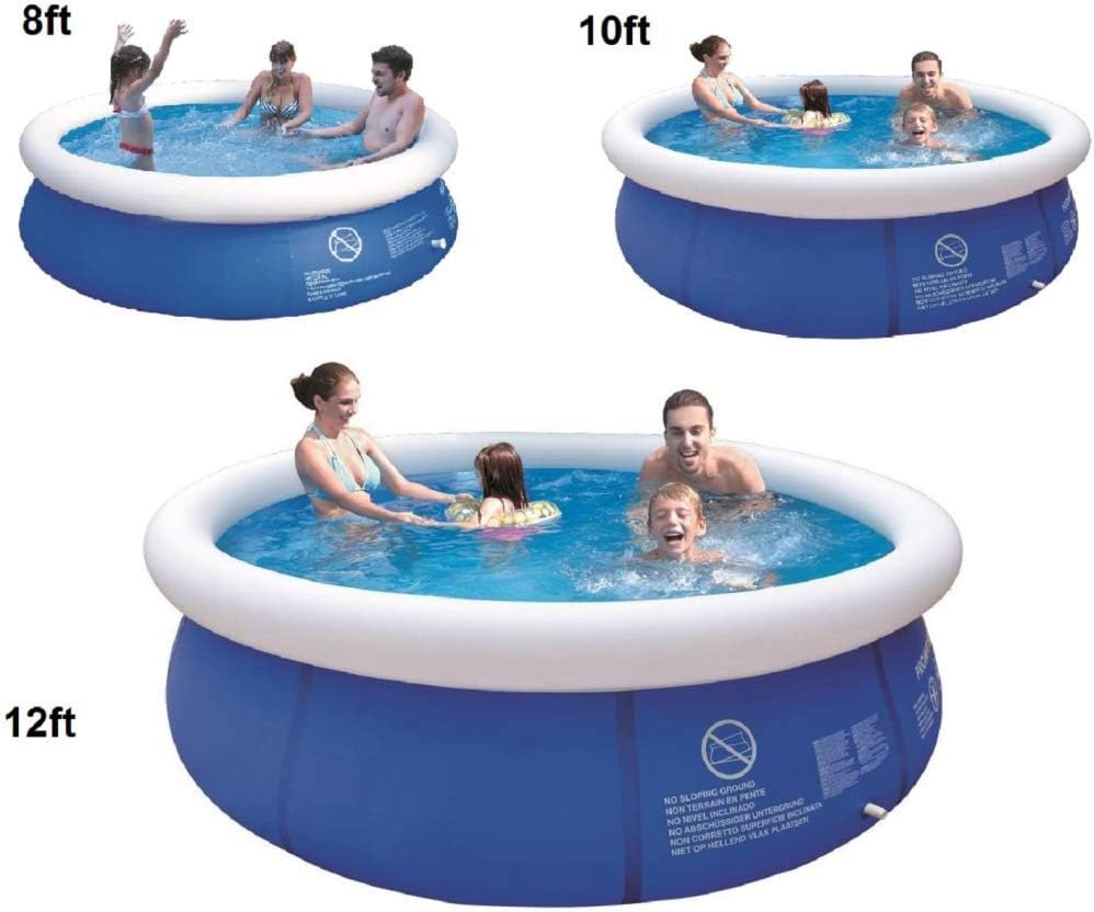 Inflatable Pool, Prompt Set Round Family Swimming Paddling Pool Garden Outdoor 8'10'12'ft,10ft Pool