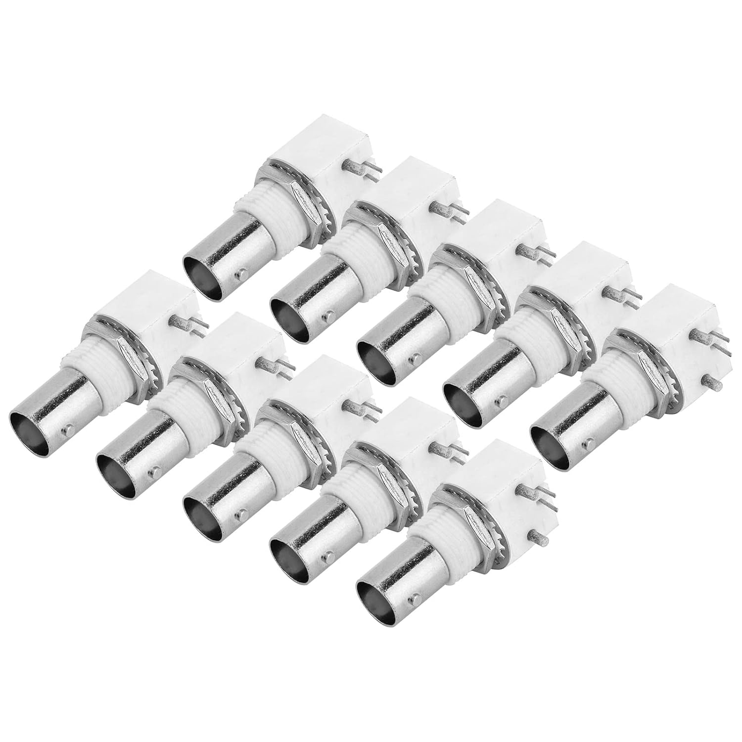 Alvinlite 10Pcs 90 Degree White PCB Mount BNC Connector Board2P BNCQ9