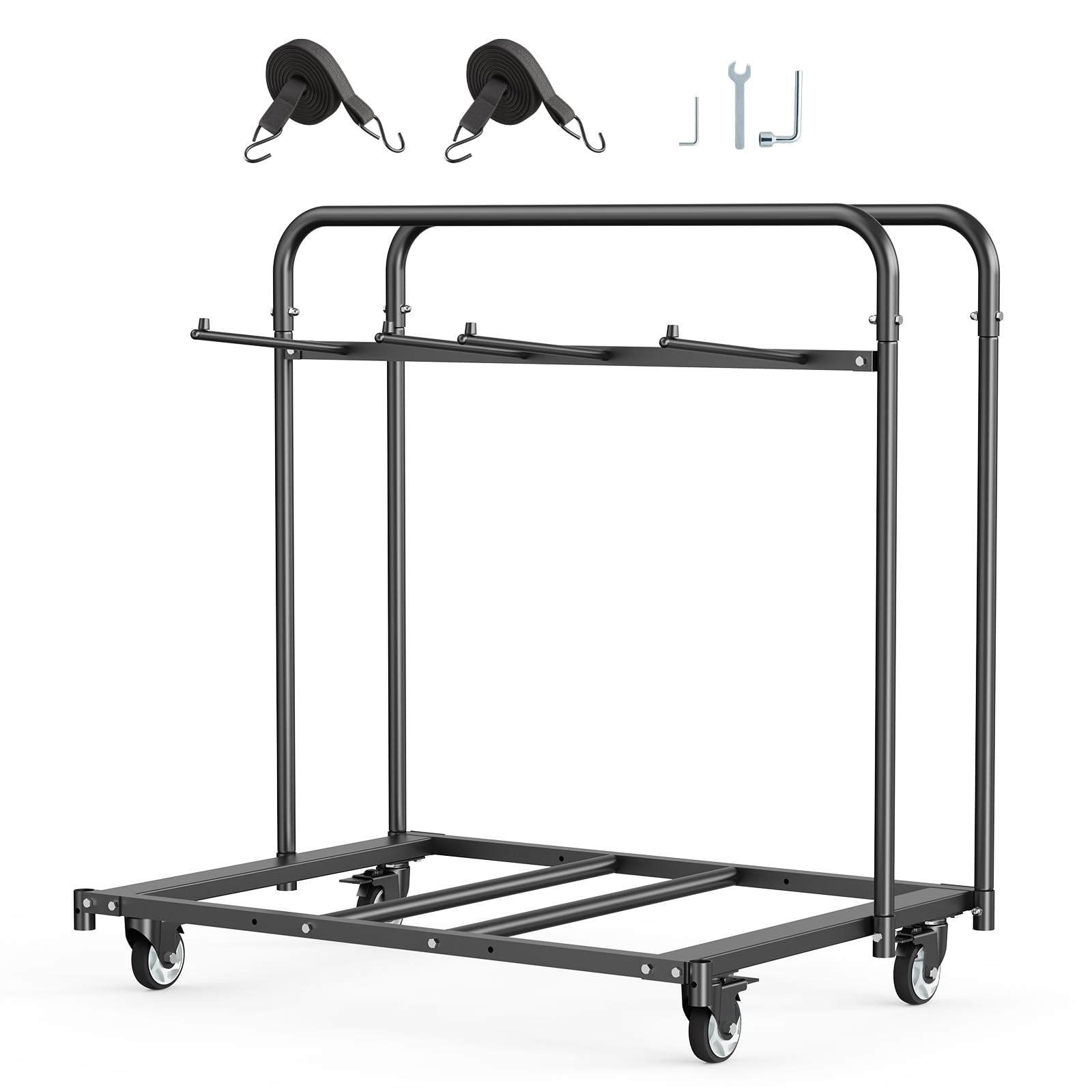 VEVOR Stuhlkarre, Klappstuhlwagen, 180 kg, für 5 Tische + 14 Stühle, Stuhlaufbewahrungswagen mit Stuhlhalter mit Lenkrollen & Feststellrädern, für Partyveranstaltungen, Hotels, Mattschwarz