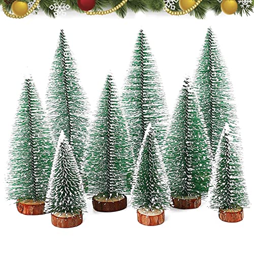 JOKILY Mini árbol de Navidad, modelo de árbol de Navidad, miniatura, árbol de Navidad, de plástico, adornos de invierno para decoración de mesa, DIY, escaparates, 3 tamaños (paquete de 9)