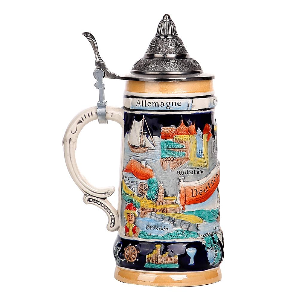Chopes de bière allemandes Oktoberfest de 0.85 litre avec grand mug aigle