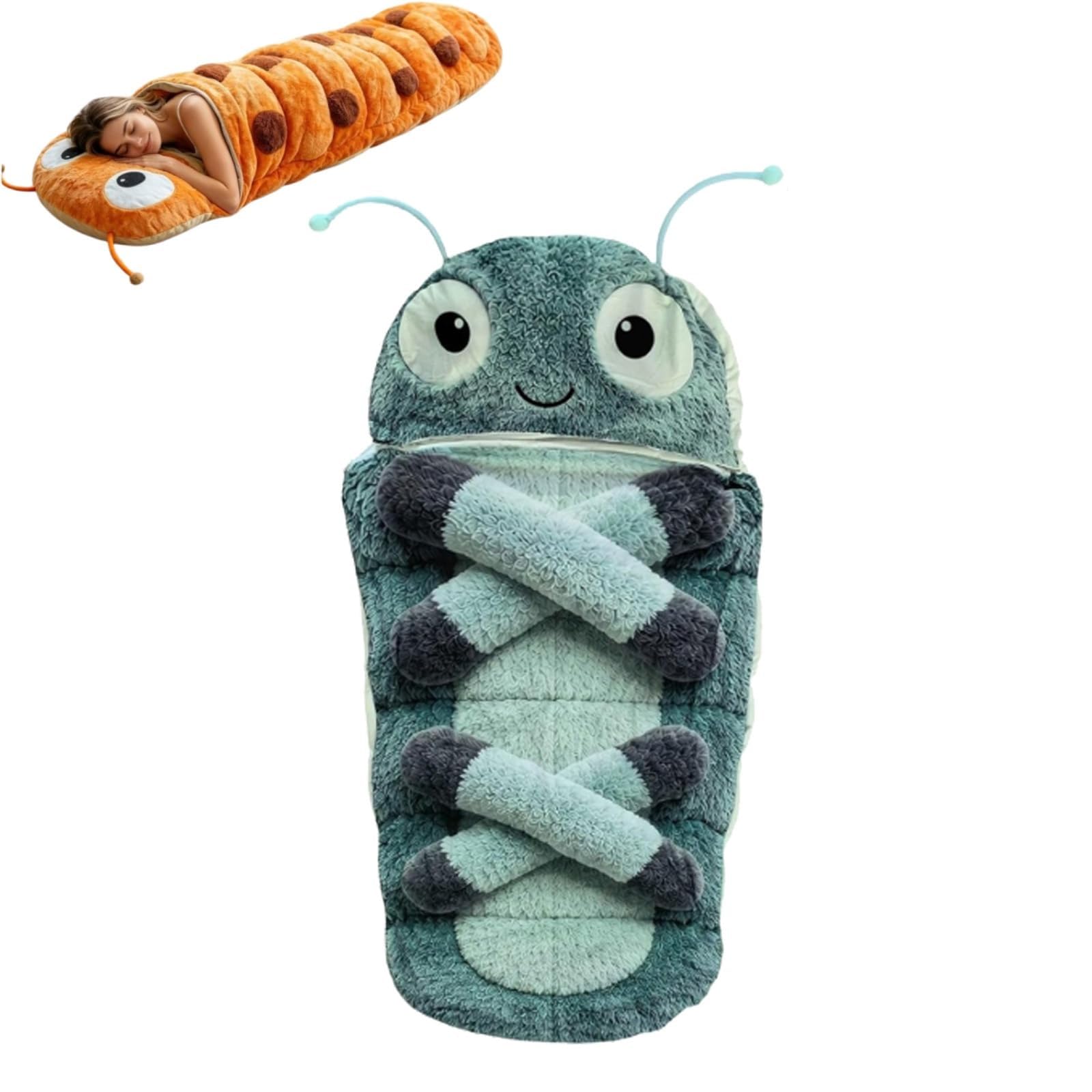 Hugging Caterpillar Sleeping Bags โ Plush Cocoon Full-Body Lounger, Indoor Nap Pod, Pull Cord Hugging System, Cozy Reading Nest, Soft Convertible Sleeping Bag, Animal Sleeping Bags for Adults (E)
