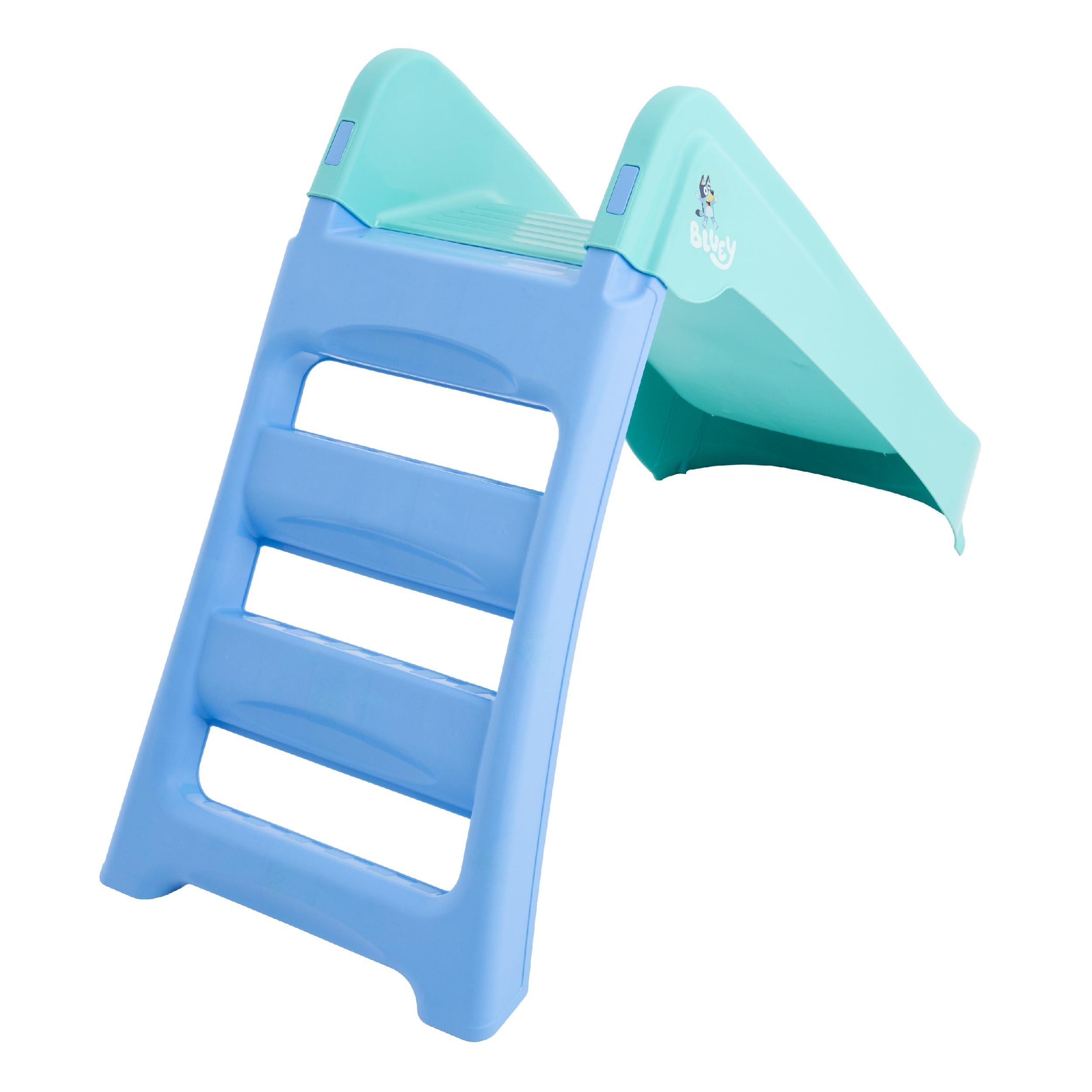 Bluey Scivolo pieghevole per interni ed esterni con scala, design facile da piegare, in plastica resistente, per bambini dai 18 mesi in su, attrezzatura da gioco leggera da giardino