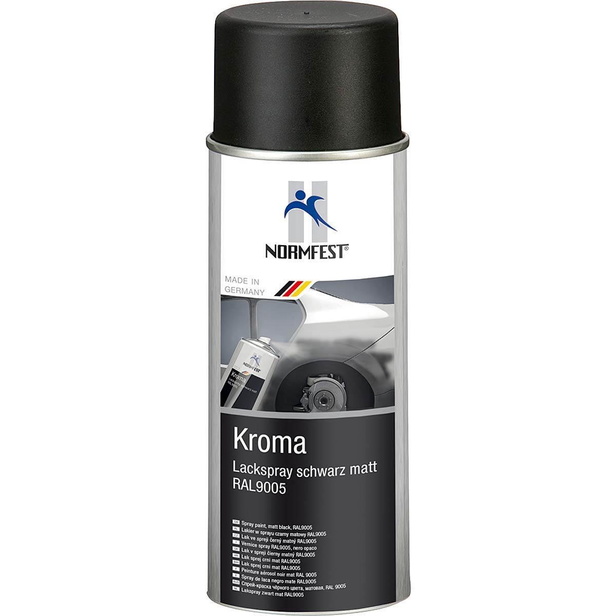 Normfest KROMA LACKSPRAY Lack Spray SCHWARZ MATT RAL9005 AUTOLACK 400ML (6)