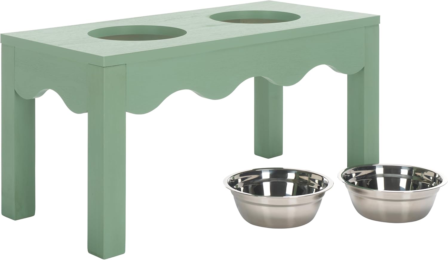 SAFAVIEH Home Collection Lilith Sage Green Elevated Raised Pet Feeder Dog Bowl Stand